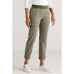 Soft Surroundings Medina Pants Womens‎ Size M Olive Roll Tab Cuffs 2CY73 Stretch